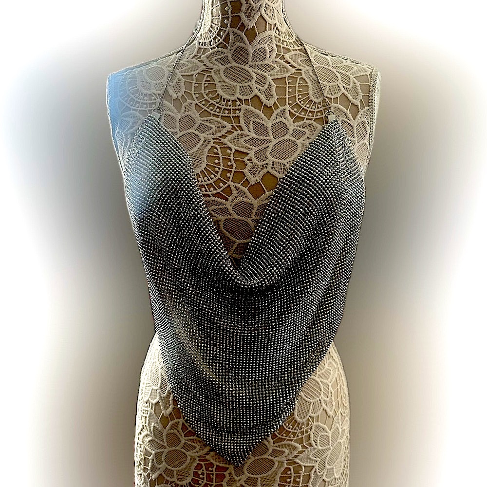 House of Harlow Vibrant Metallic Y2K style halter top Size S.